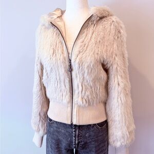 Doma Rabbit Fur Coat Cropped, Lined NWT Size S